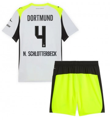 Borussia Dortmund Nico Schlotterbeck #4 Replica Away Stadium Kit for Kids 2025-26 Short Sleeve (+ pants)